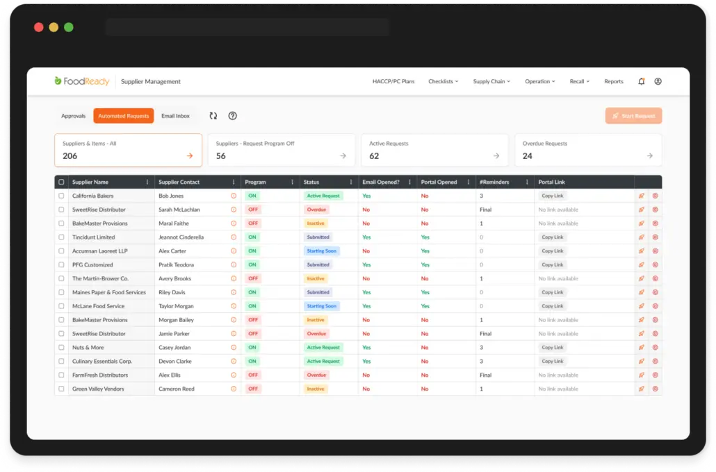 Supplier Approval & Automated Doc Requests software features