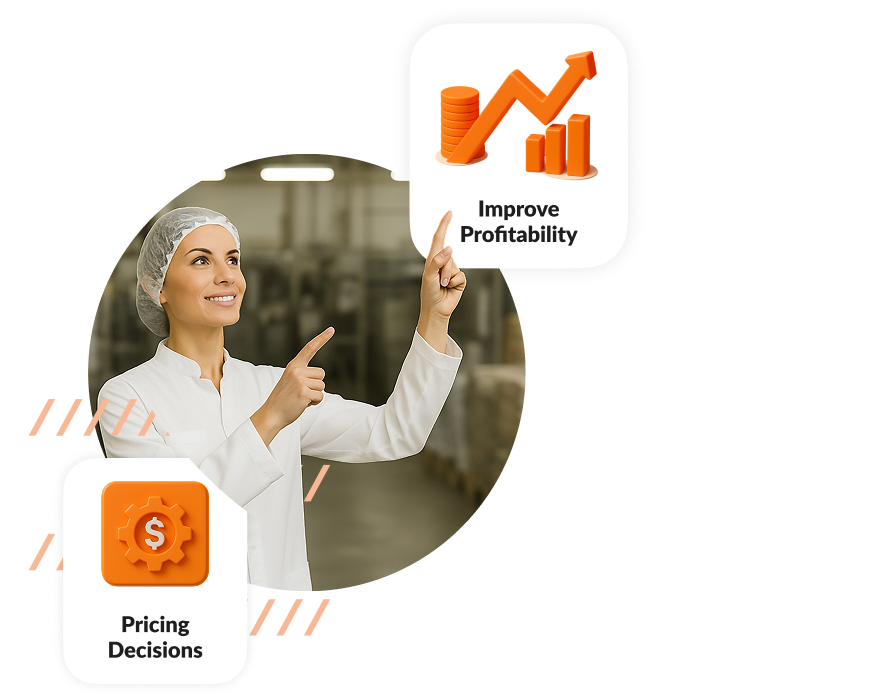 Track ingredient shrinkage, labor hours, overhead costs, and waste/spoilage to know true production costs.